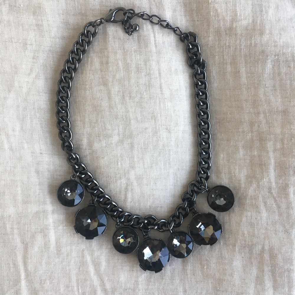 Dark Grey Jeweled Necklace